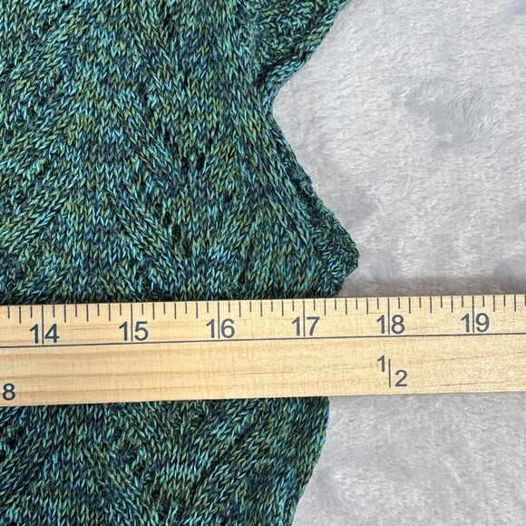 Talbots Knit Sweater XL Green Mixed Cable Space Dye Linen Cotton Blend Casual - Picture 5 of 7